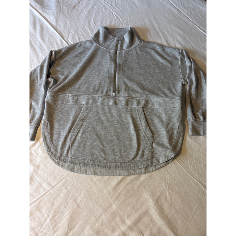 Lou & Grey Pullover Women XL Gray 1/4 Zip Kangaroo Pocket 3441